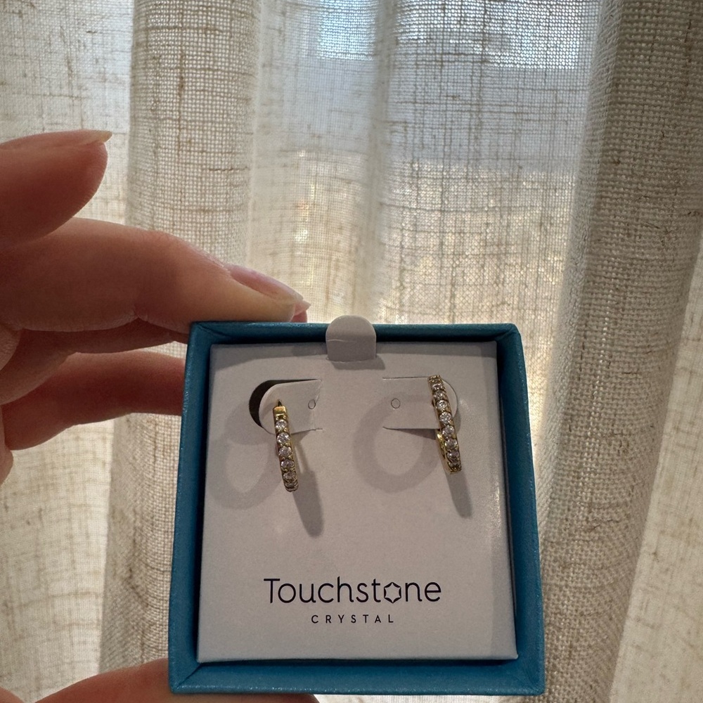 Touchstone Crystal by Swarovski Gold Circle Back Earrings